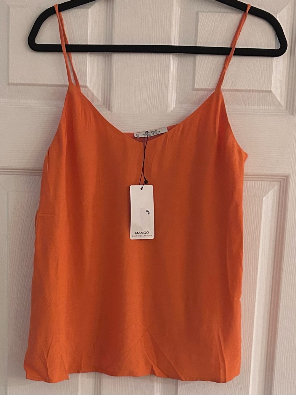 Mango Tank Top Size XS Spaghetti Strap Viscose Orange NEW With Tags